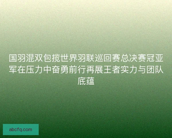 国羽混双包揽世界羽联巡回赛总决赛冠亚军在压力中奋勇前行再展王者实力与团队底蕴